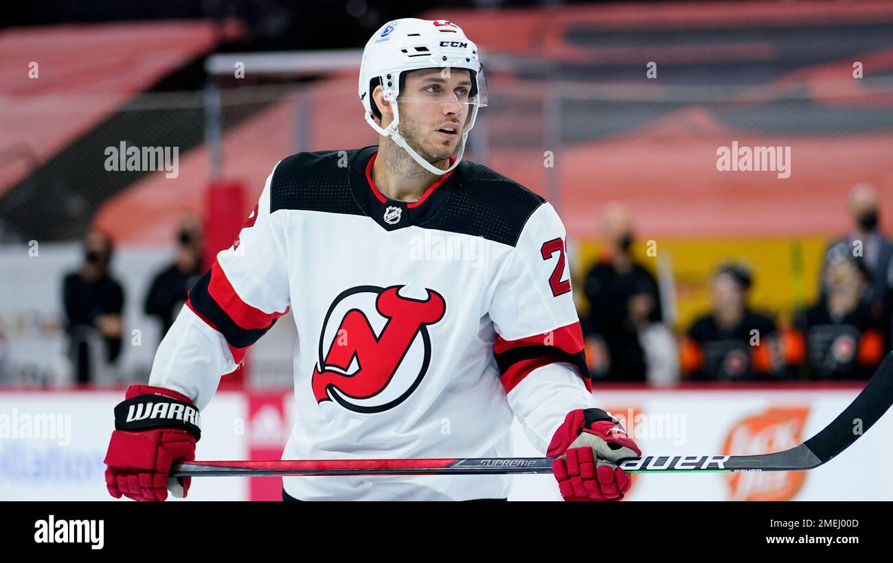 New Jersey Devils' Ryan Murray skates during an NHL hockey game against the  Pittsburgh Penguins in Pittsburgh, Tuesday, April 20, 2021. (AP Photo/Gene  J. Puskar Stock Photo - Alamy
