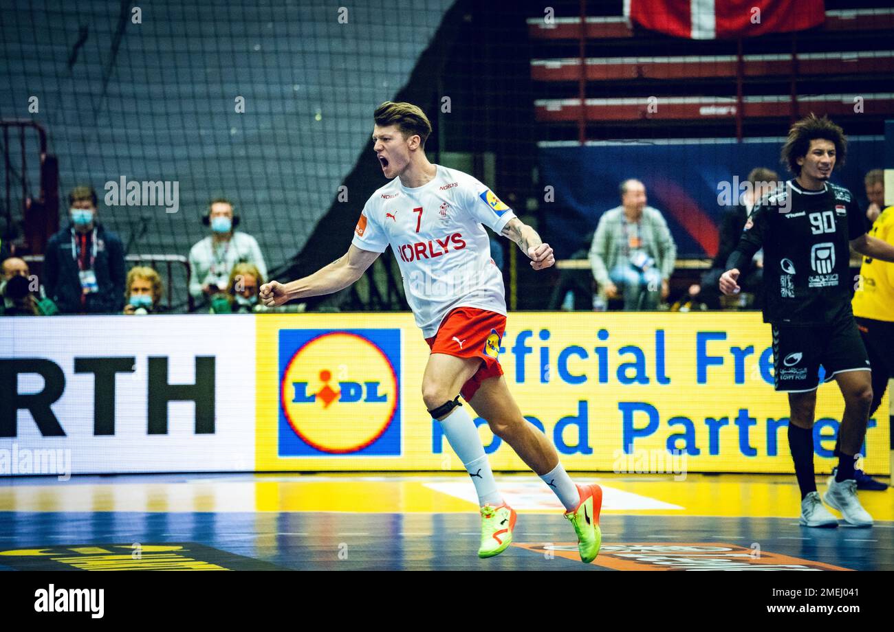 Malmo, Sweden. 23rd Jan, 2023. Emil Jakobsen (7) of Denmark seen during