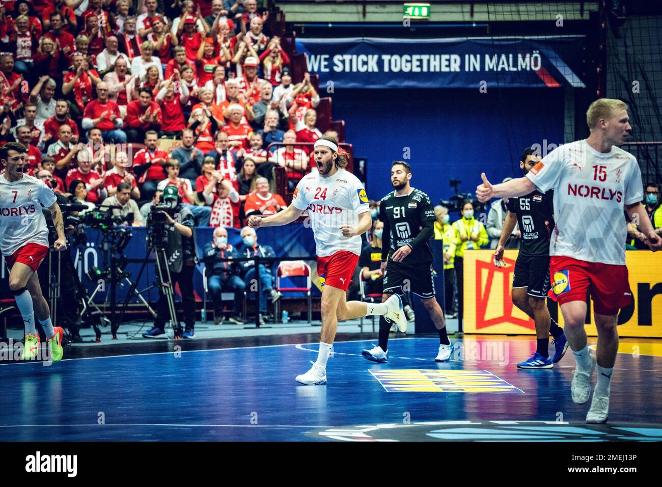 Malmo, Sweden. 23rd Jan, 2023. Mikkel Hansen (24) of Denmark seen