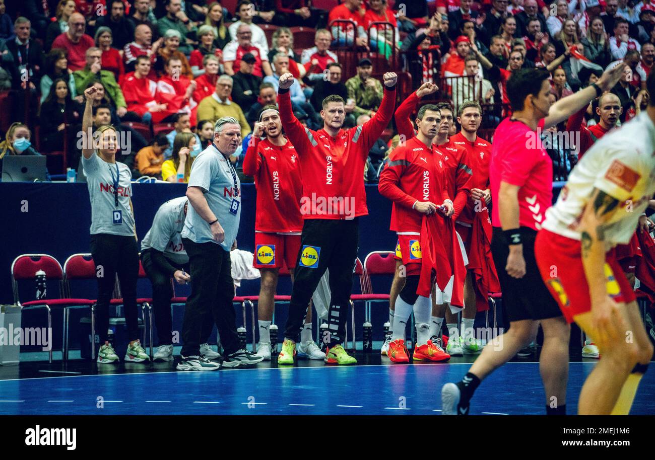 Malmo, Sweden. 23rd Jan, 2023. Kevin Moller (20) of Denmark seen during the IHF World Handball