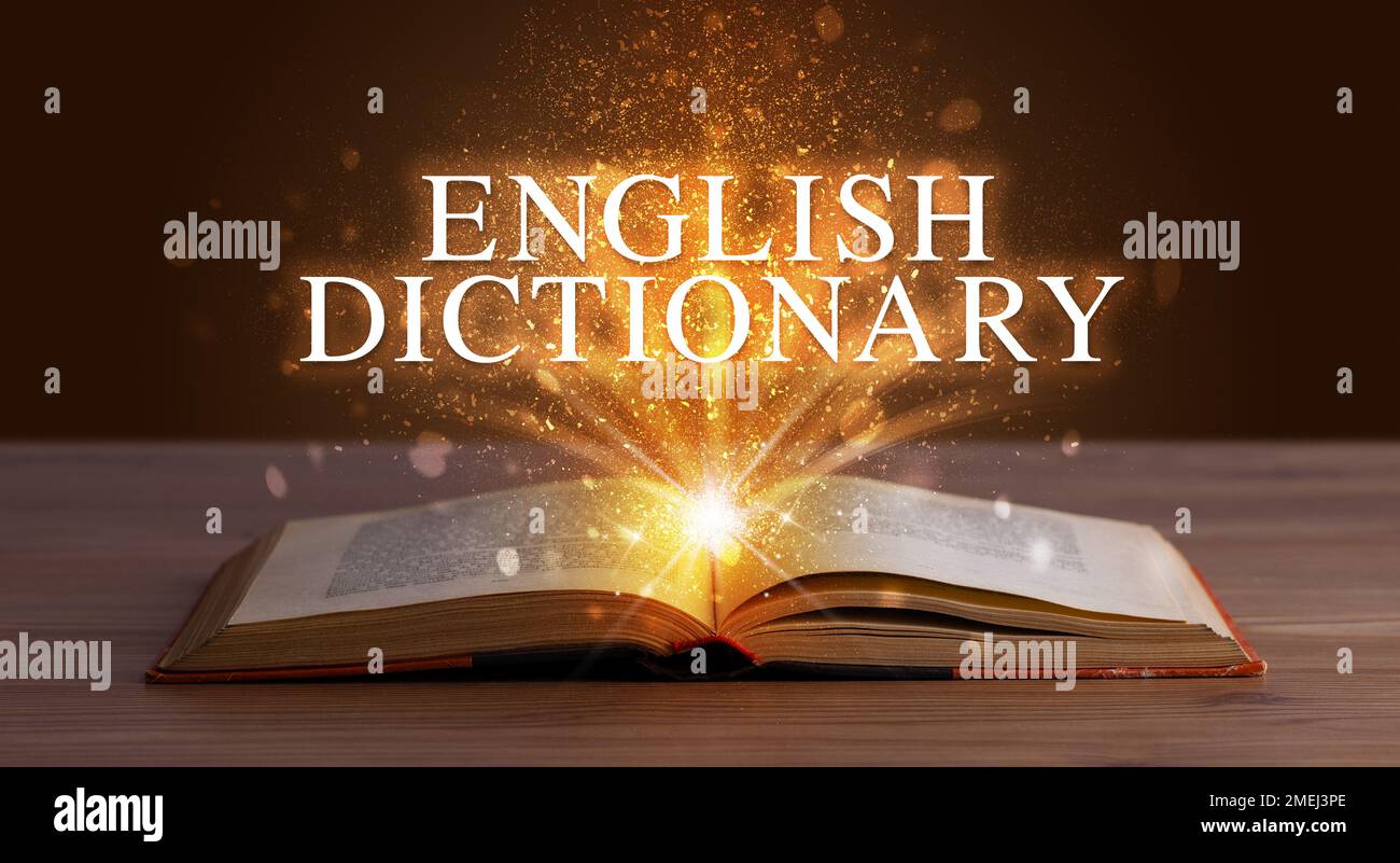 Educational inscription coming out from an open book Stock Photo - Alamy
