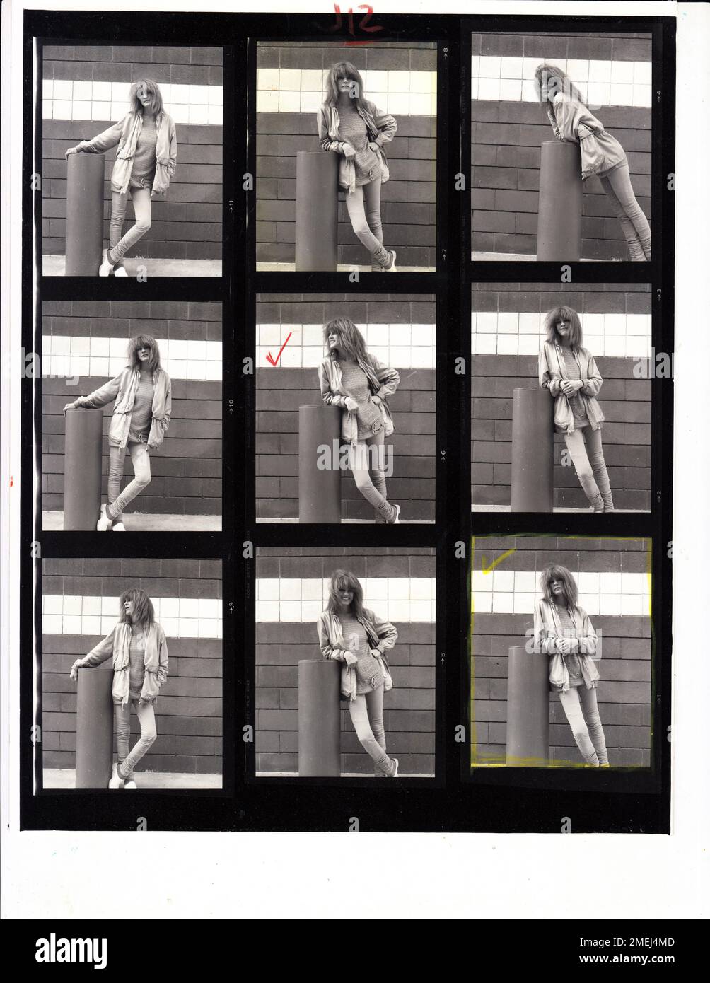 CARLA BLEY, Jazz Musician. a contact sheet of 12 different poses. 1983. Stock Photo