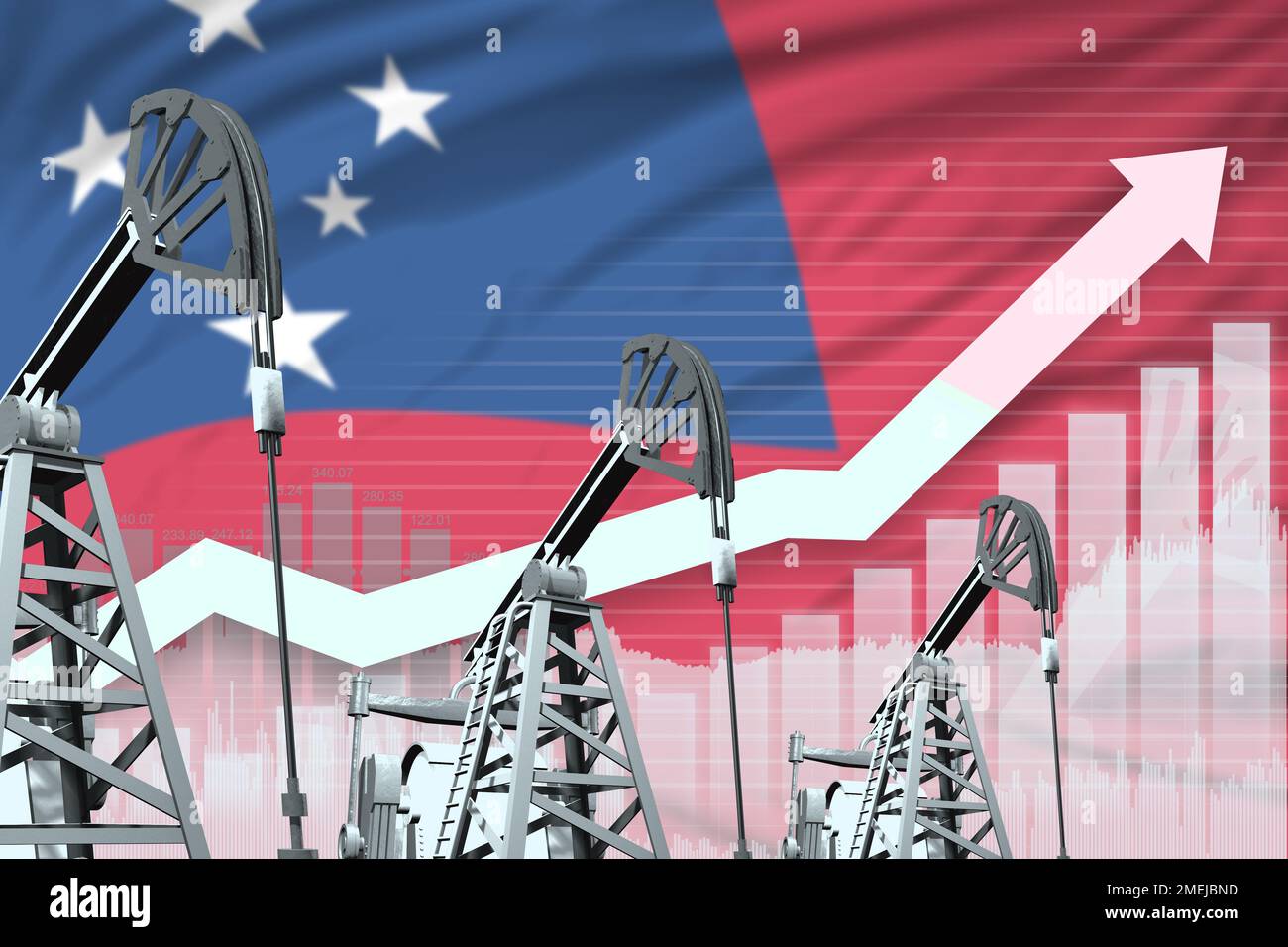 Samoa oil industry concept, industrial illustration rising up chart