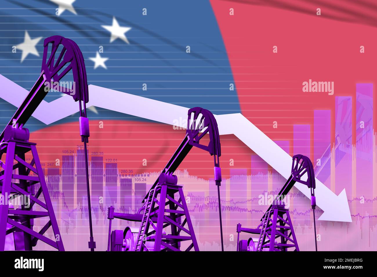 Samoa oil industry concept, industrial illustration lowering down
