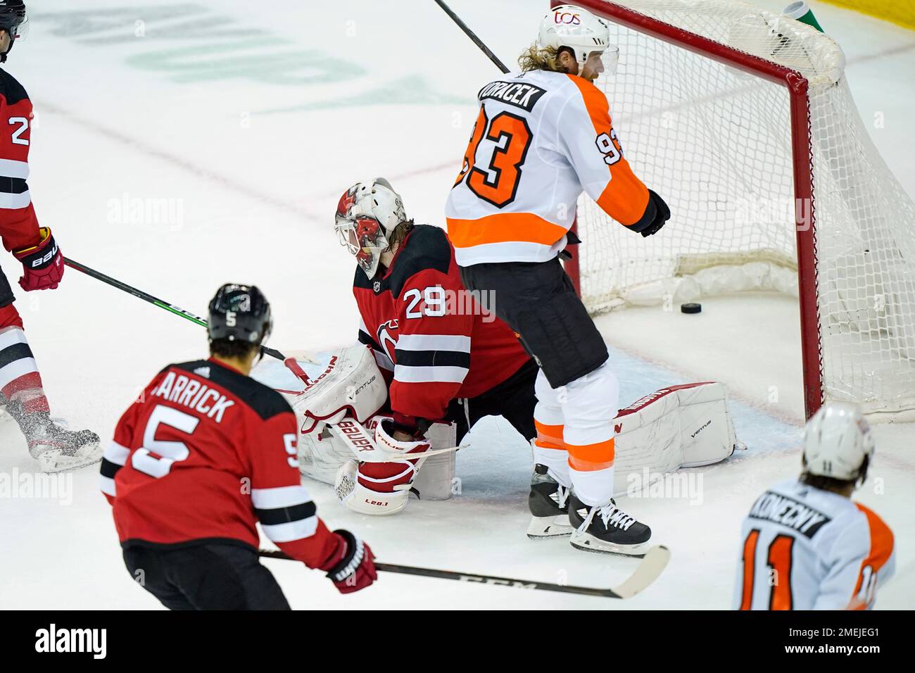 A shot by Philadelphia Flyers right wing Jakub Voracek 93 goes