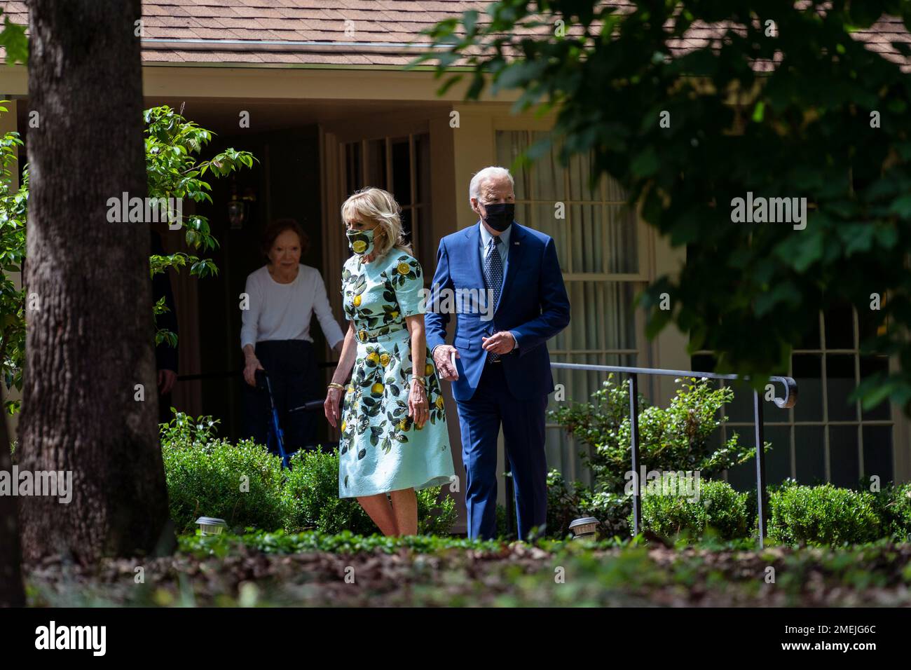 Former first lady Rosalynn Carter looks on as President Joe Biden and(02)