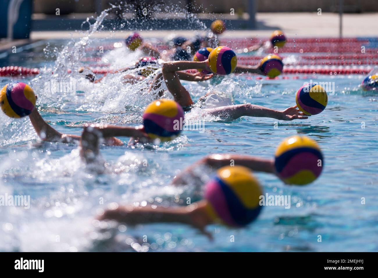 Members of U.S. women's water polo team train at MWR Aquatic Training  Center in Los Alamitos, Calif., Tuesday, April 27, 2021. When the Tokyo  Olympics was postponed because of the COVID-19 pandemic,