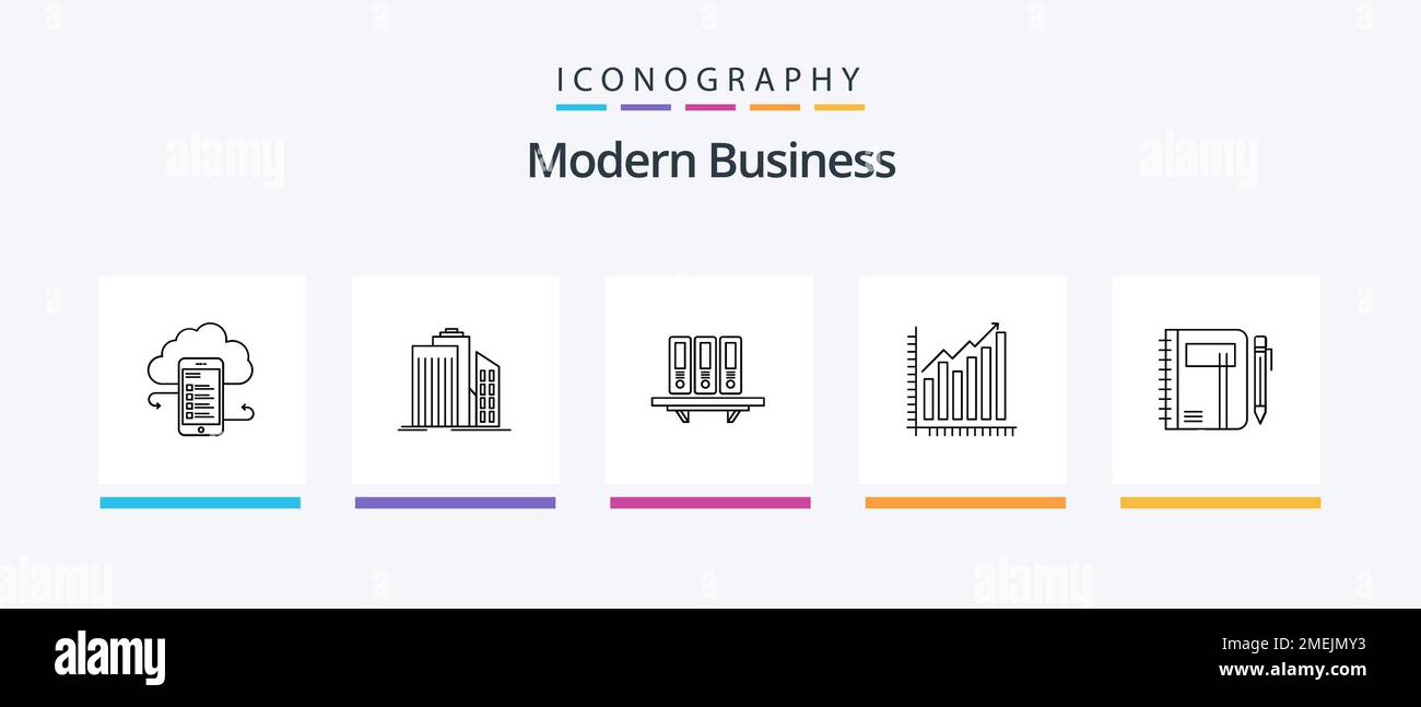 Modern Business Line 5 Icon Pack Including process. diagram. graphs. business. trends. Creative