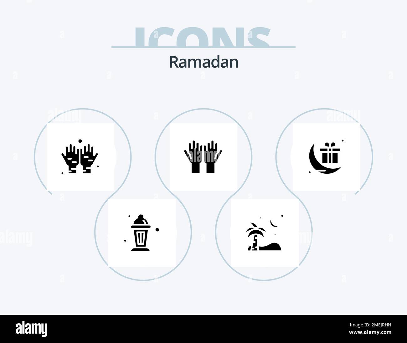 Ramadan Glyph Icon Pack 5 Icon Design. prayer . muslim . palm . namaz