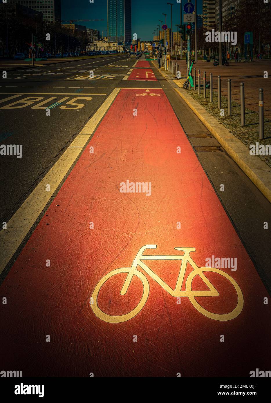 Roadway With Bus Lane And Bike Lane In KarlMarxAllee Stock Photo Alamy