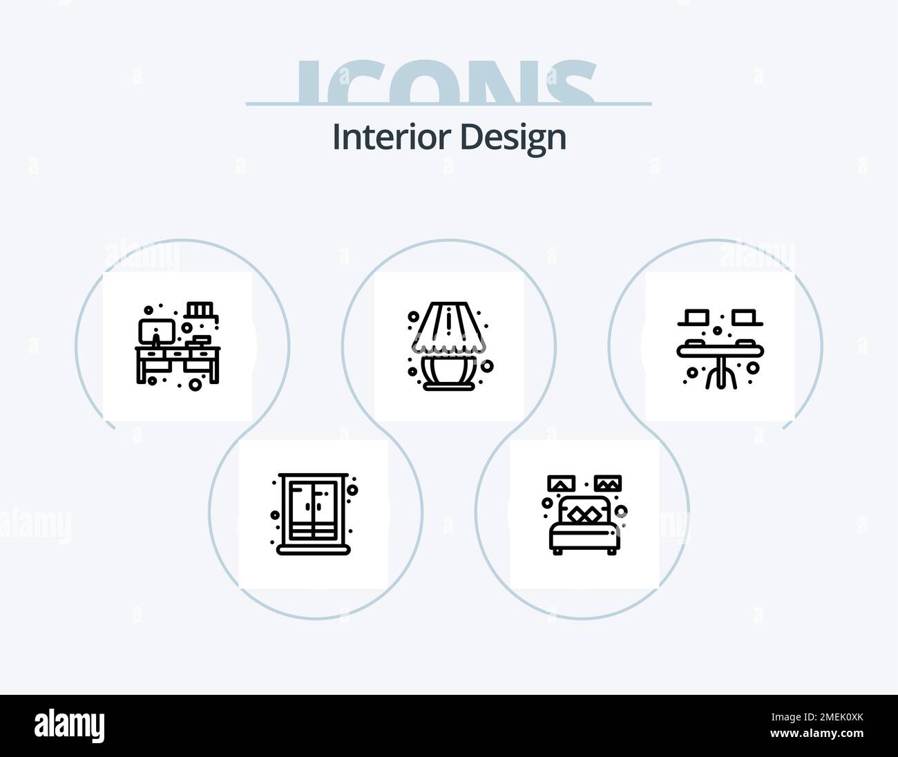 Interior Design Line Icon Pack 5 Icon Design. home decorate. single ...