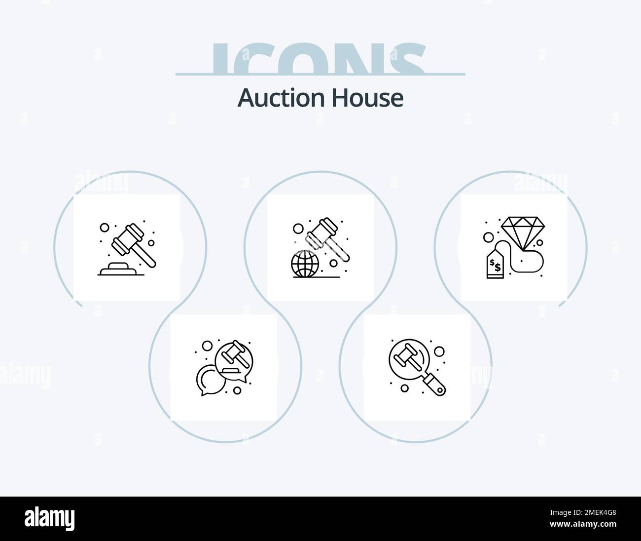 Auction Line Icon Pack 5 Icon Design. justice. place. diamond. museum