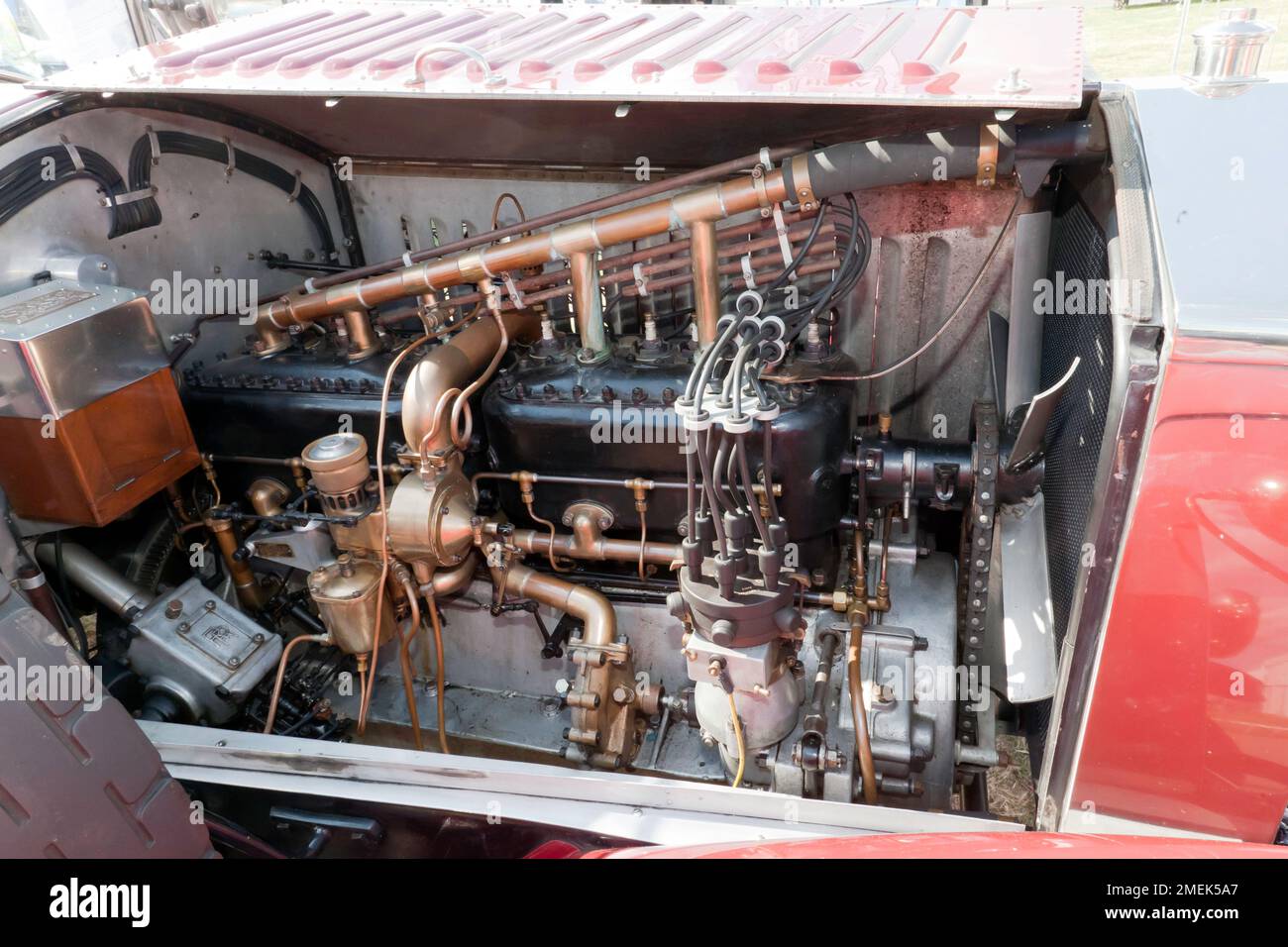 The Engine Bay of a Rolls Royce Silver Ghost 40/50hp Roadster, circa 1914, on display at the 2022 Silverstone Classic Stock Photo