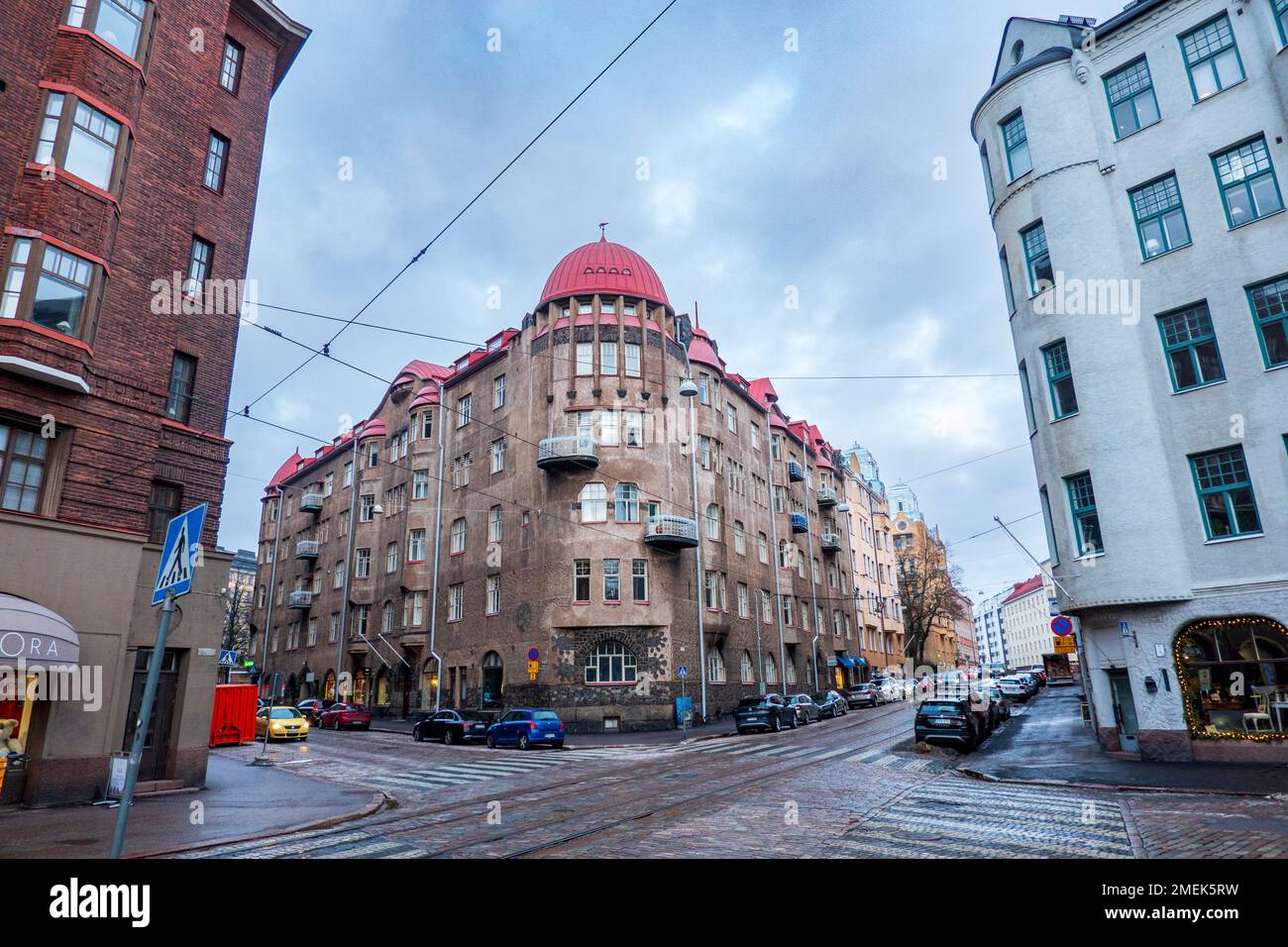 Street Helsinki Snow Stock Photo