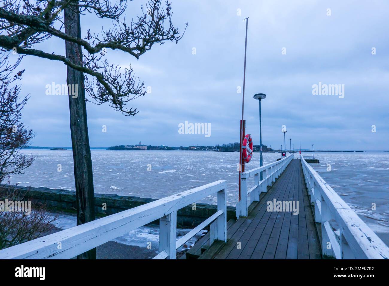 Helsinki Bay, Sea Ice Stock Photo