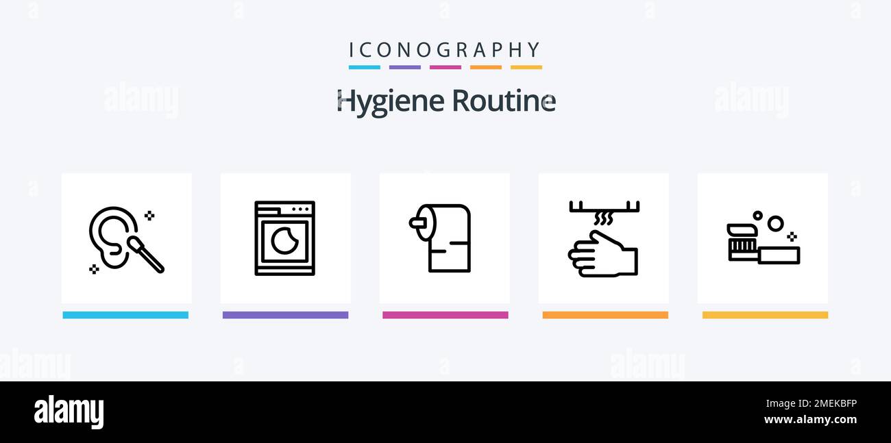 Hygiene Routine Line 5 Icon Pack Including housework. cleaning. hand