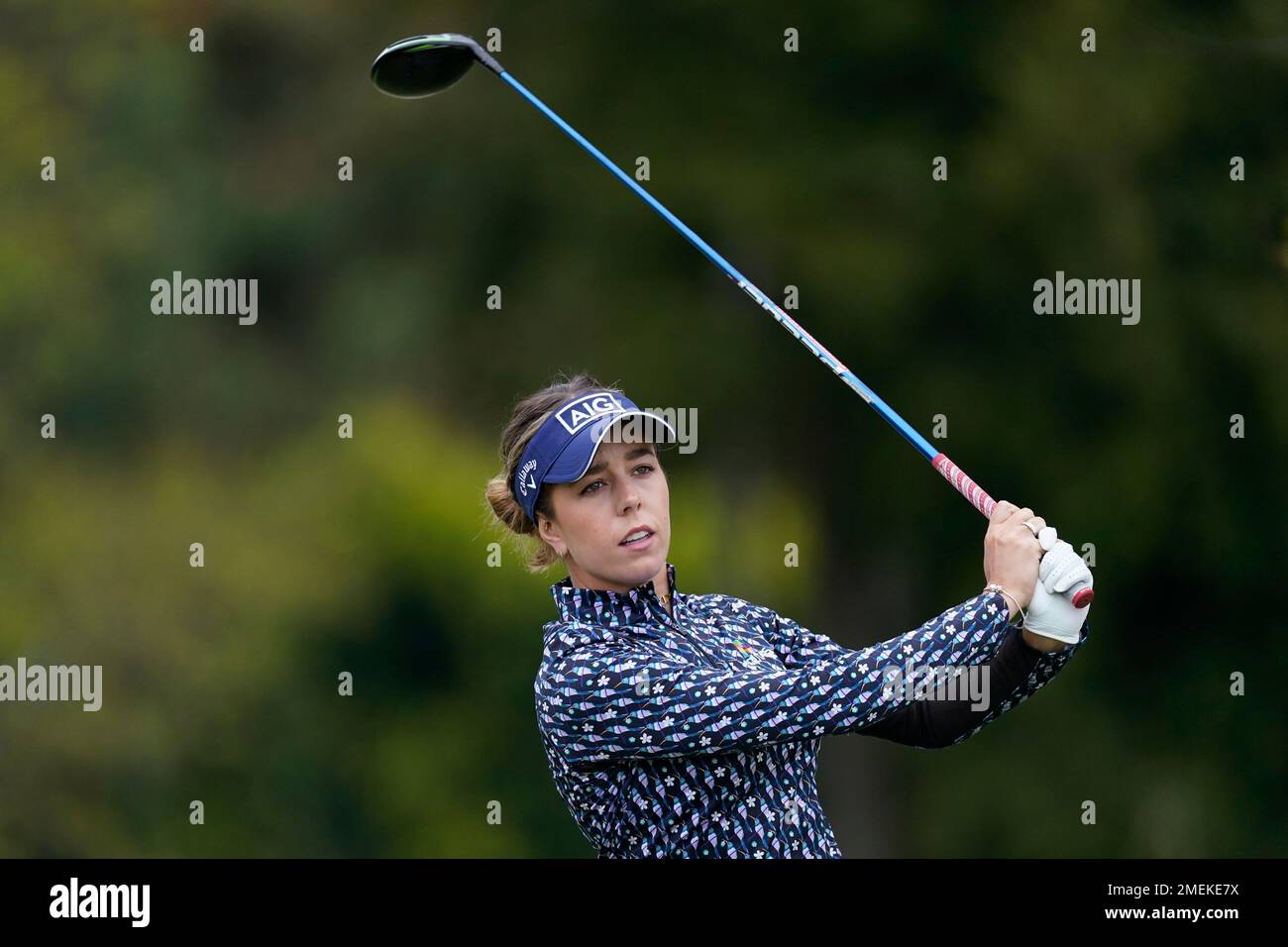Hall tees off at the fifth hole during the third round of the