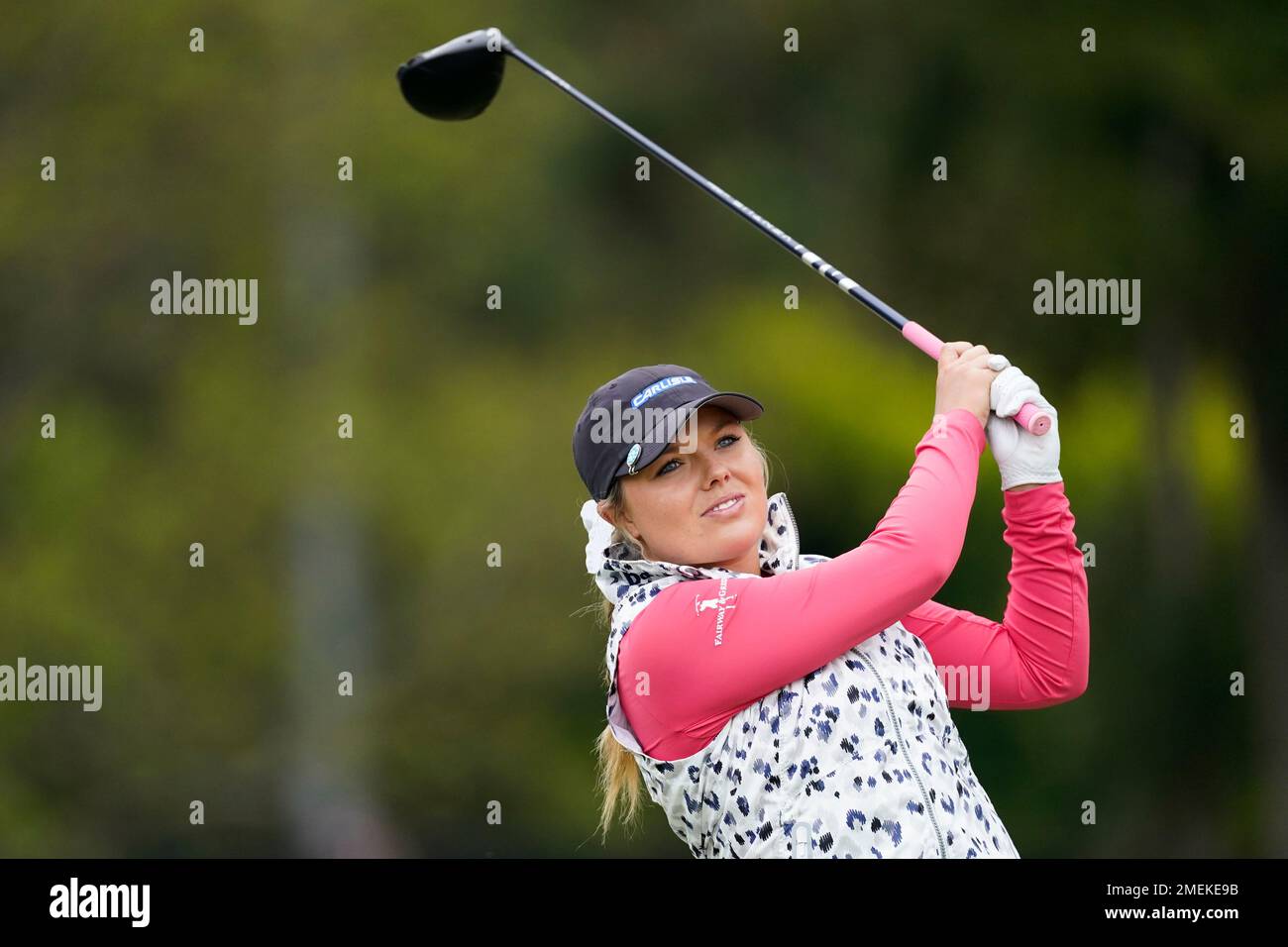 Lauren Stephenson tees off at the fifth hole during the third round of