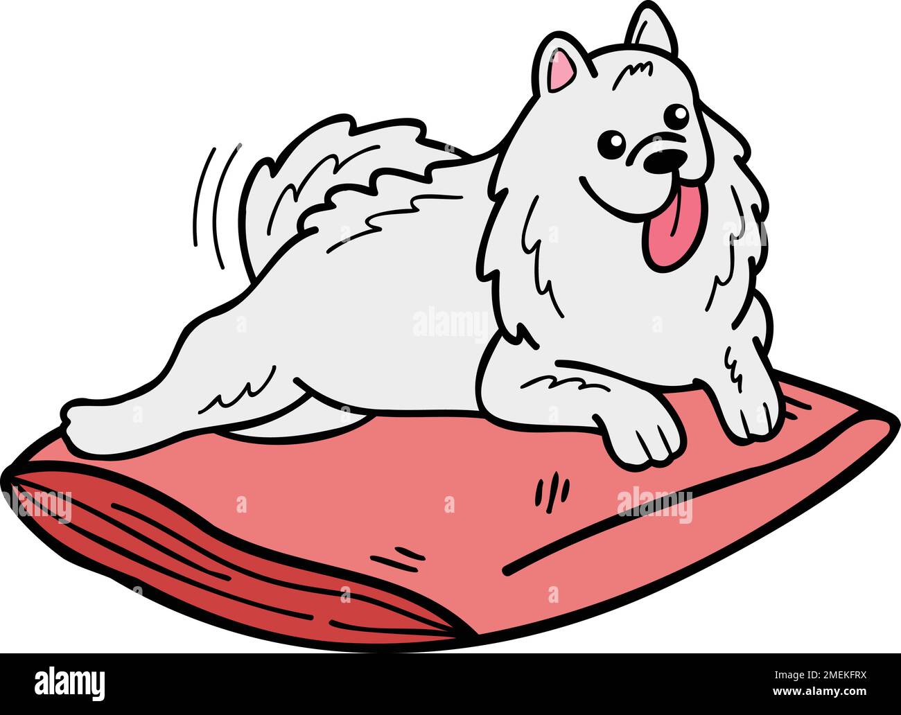 Hand Drawn sleeping Samoyed Dog illustration in doodle style isolated on background Stock Vector