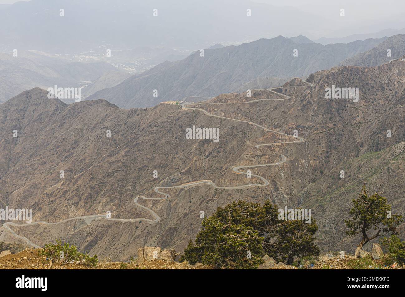 A beautiful view of the valley in Sawda mountains, Abha, Asir, Saudi Arabia Stock Photo