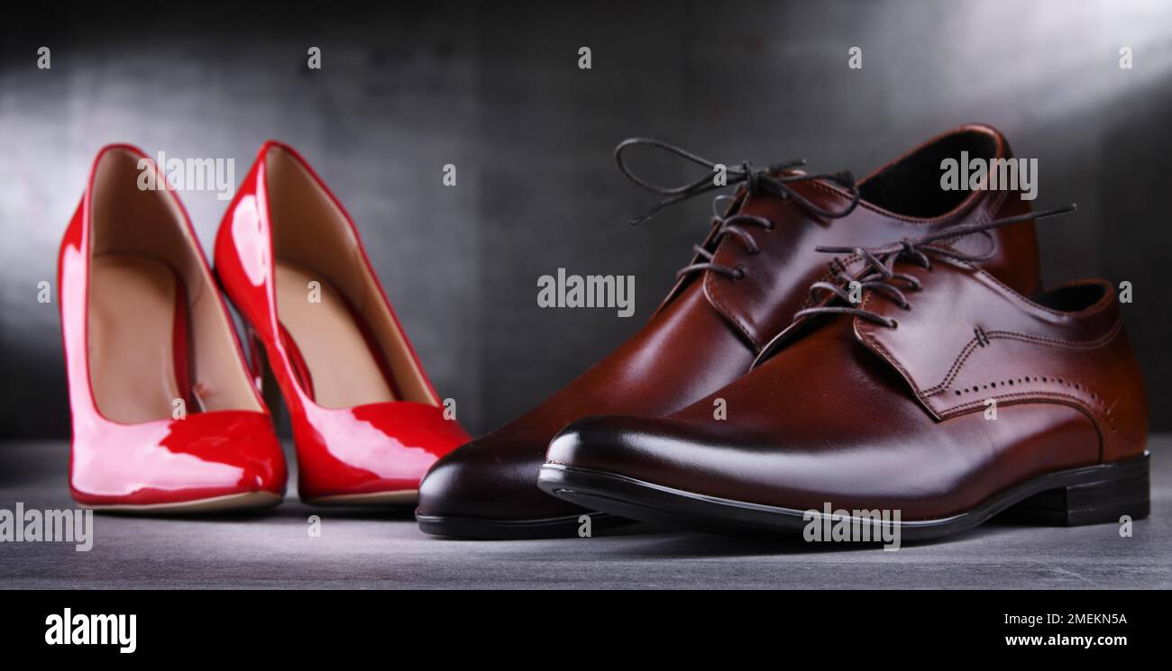 Composition with two pairs of shoes. Stock Photo