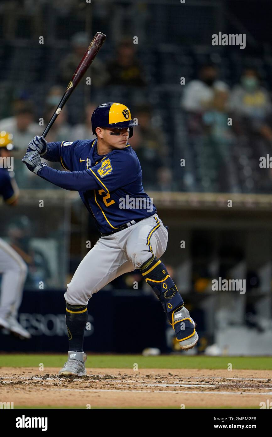 Milwaukee, WI, USA. 16th Apr, 2021. Milwaukee Brewers Luis Urias #42 during  the Major League Baseball game between the Milwaukee Brewers and the  Pittsburgh Pirates at American Family Field in Milwaukee, WI.