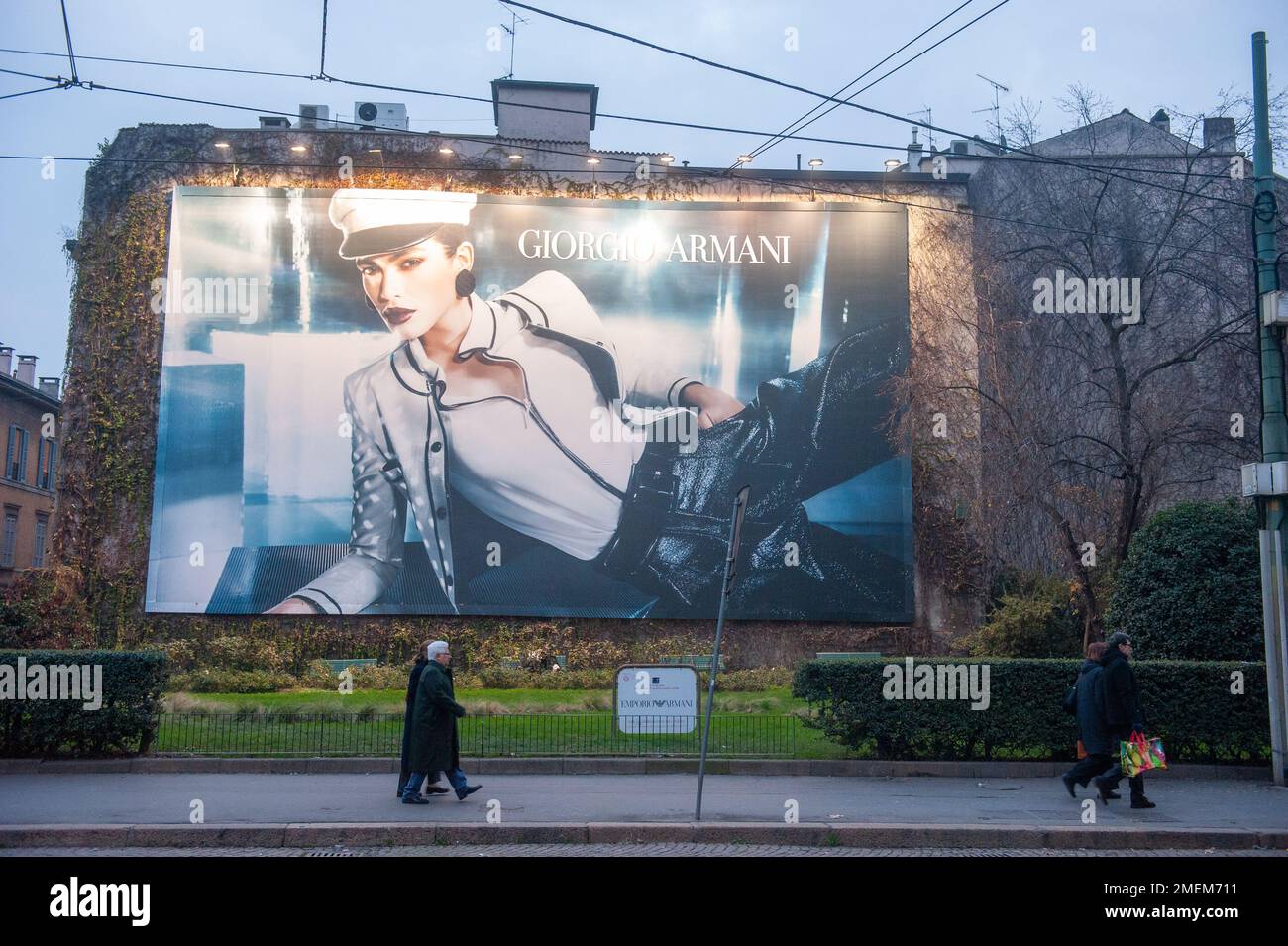 Advert of Armani in Milan Stock Photo