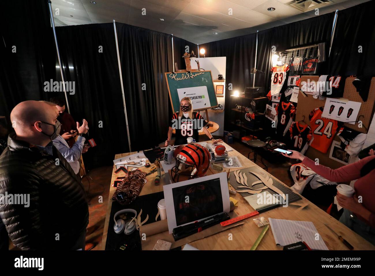 Cincinnati Bengals new NFL football uniforms are unveiled at Paul Brown  Stadium in Cincinnati, Monday, April 19, 2021. (AP Photo/Aaron Doster Stock  Photo - Alamy