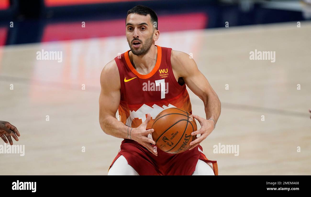 Denver Nuggets guard Facundo Campazzo (7) in the second half of an NBA  basketball game Friday, Oct. 29, 2021, in Denver. The Nuggets won 106-75.  (AP Photo/David Zalubowski Stock Photo - Alamy