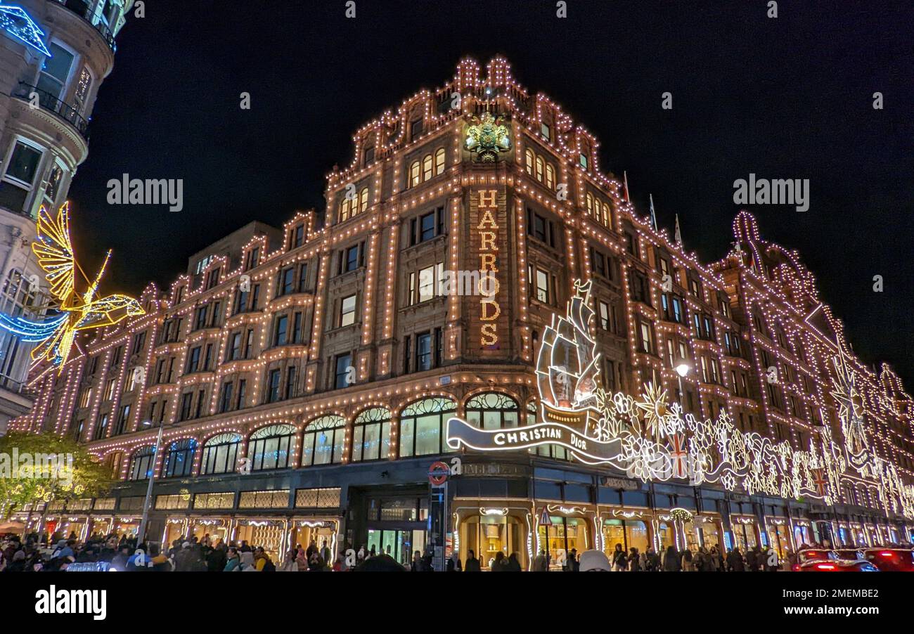 Harrods Christmas lights, London Stock Photo Alamy
