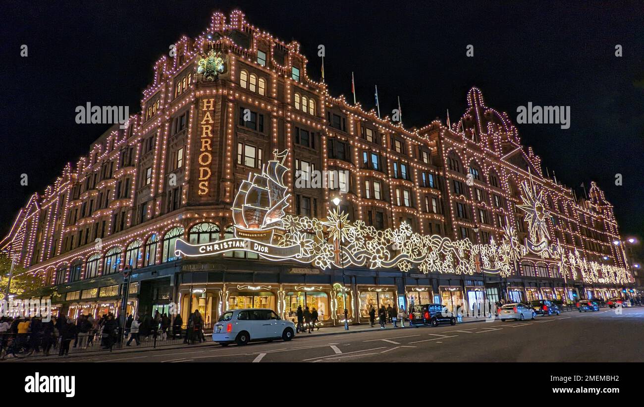 Harrods Christmas lights, London Stock Photo Alamy