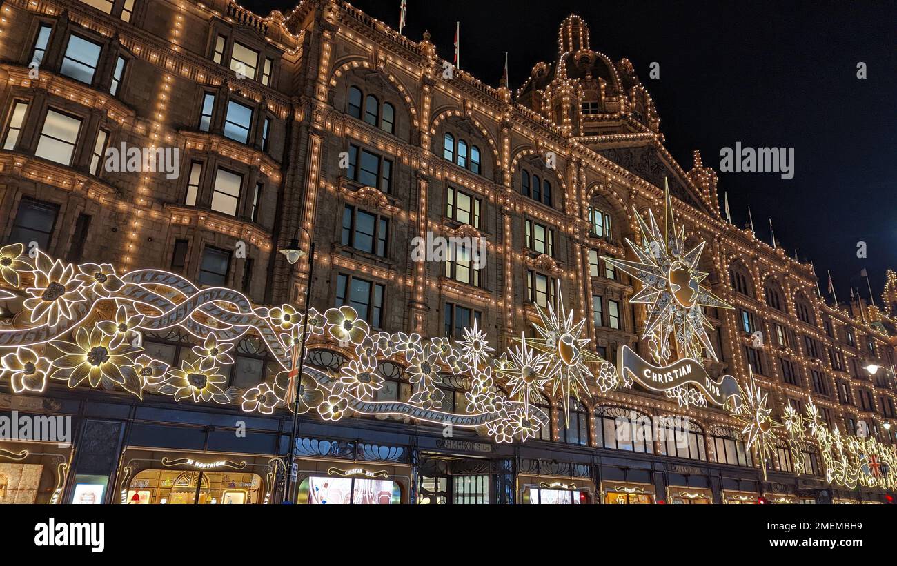 Harrods Christmas lights, London Stock Photo Alamy