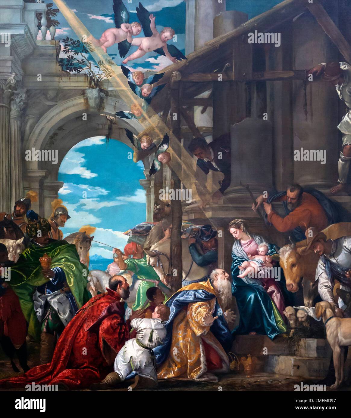 The Adoration of the Kings, Adoration of the Magi, Paolo Veronese, 1573, Stock Photo
