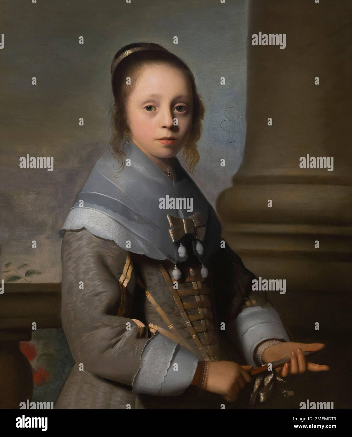 Portrait of a Girl, Isaack Luttichuys, circa 1650, Stock Photo