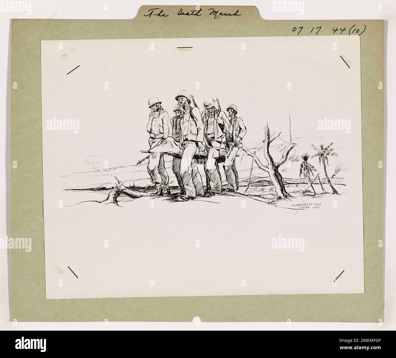 The Death March. This image depicts artwork of American soldiers