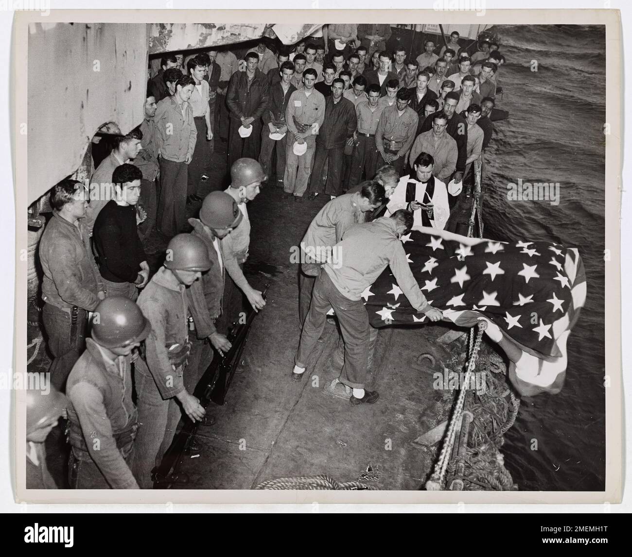 Sea Burial Off Iwo Jima. This image depicts two Navy men who died of ...