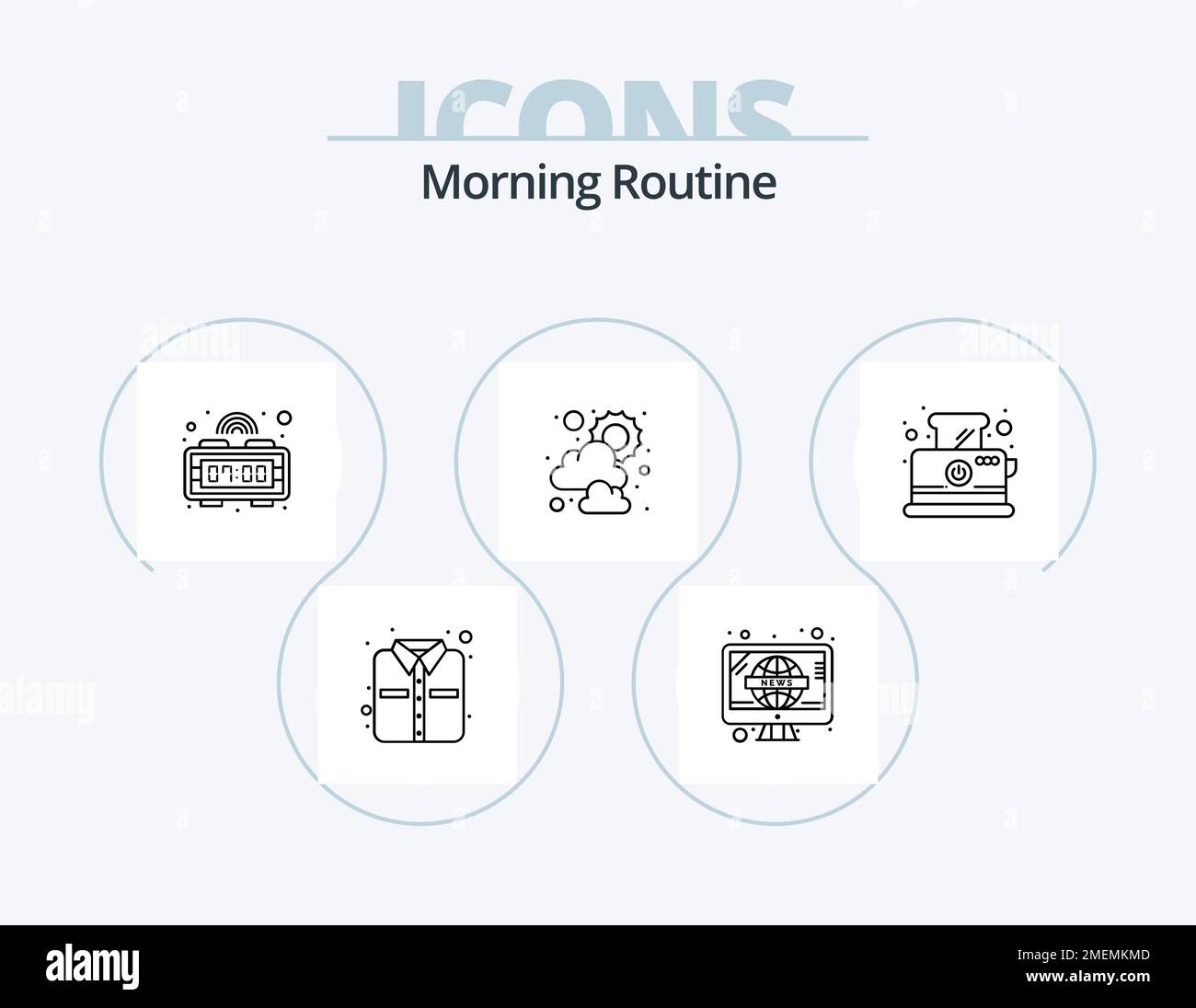 Morning Routine Line Icon Pack 5 Icon Design. drink. news letter. list ...