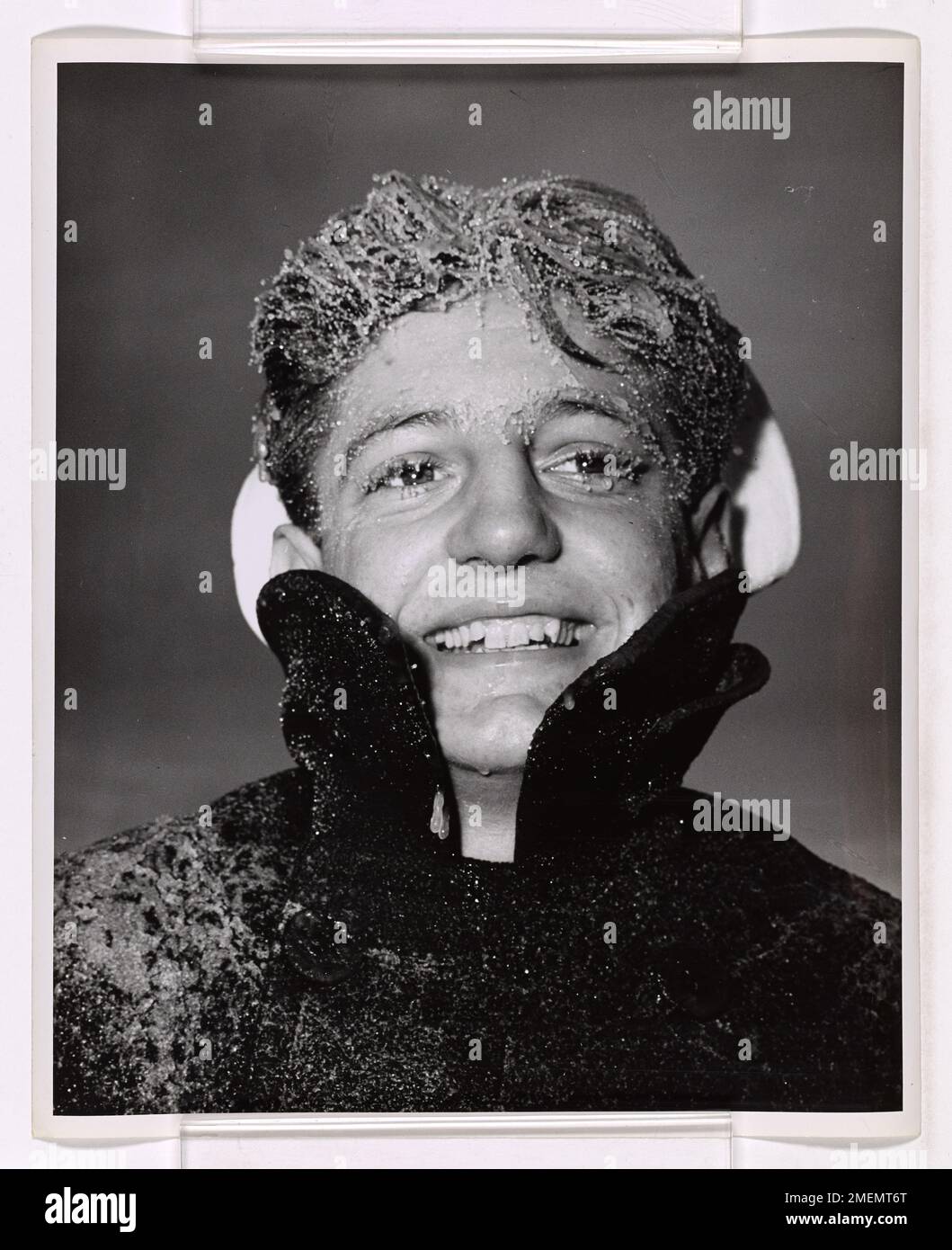 Frosted Up. This image depicts Coast Guardsman Harry Miller Stock Photo