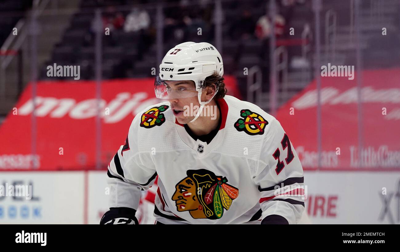 Chicago Blackhawks center Kirby Dach (77) in the third period of