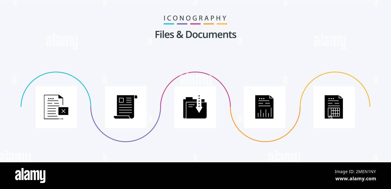 Files And Documents Glyph 5 Icon Pack Including document. analytics