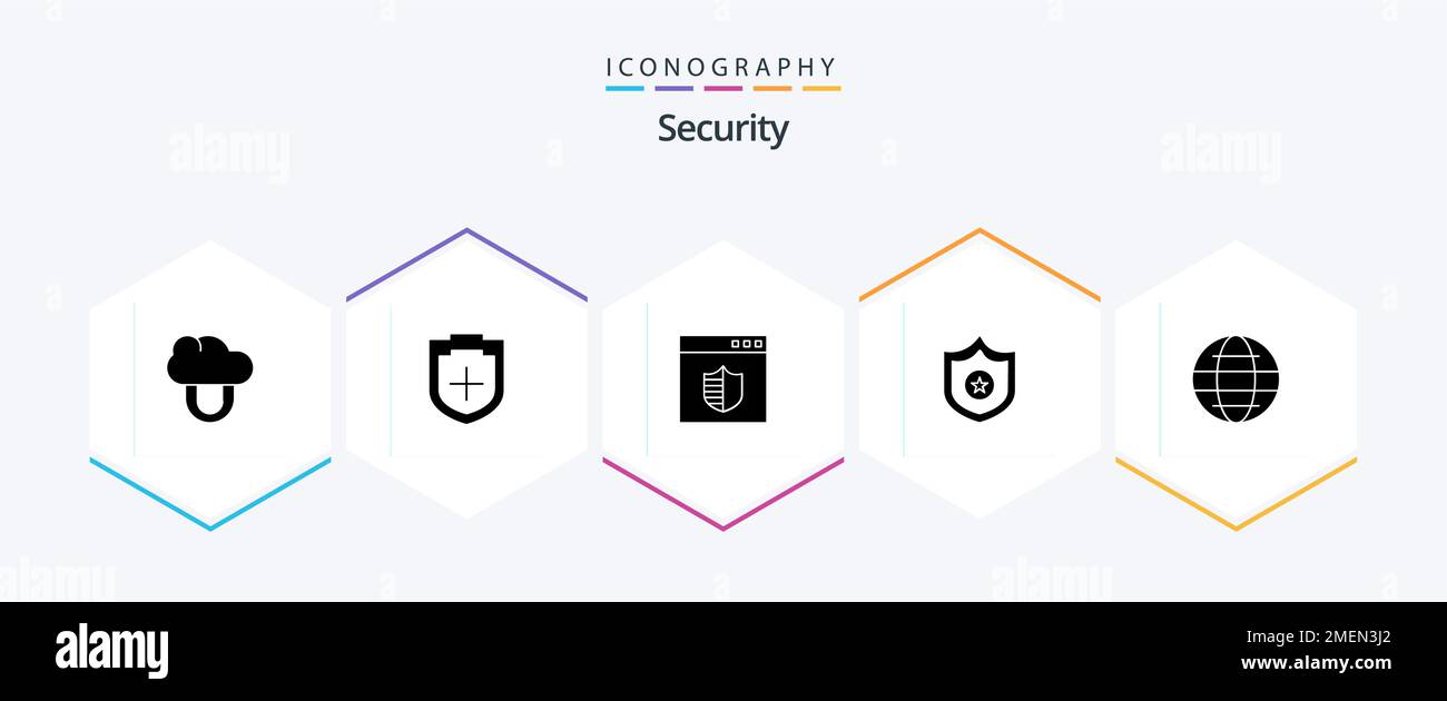 Security 25 Glyph icon pack including world. internet. secure. globe ...