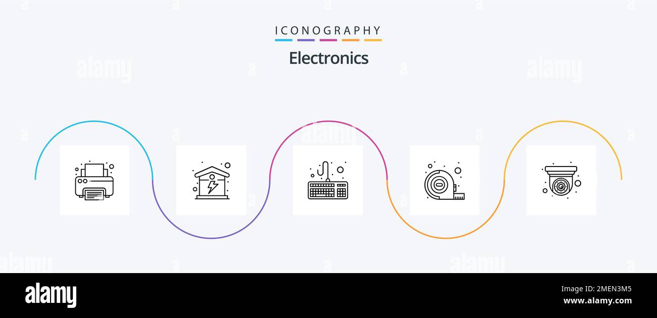 Electronics Line 5 Icon Pack Including security camera. cctv. computer ...