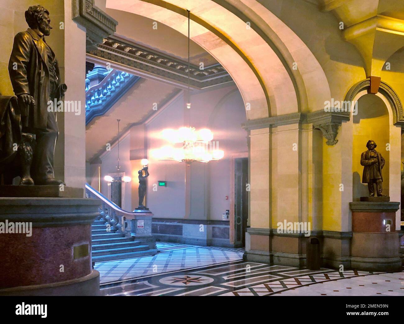 Objectionable Statue Statues of legendary Illinois politicians Abraham Lincoln, left, and ...