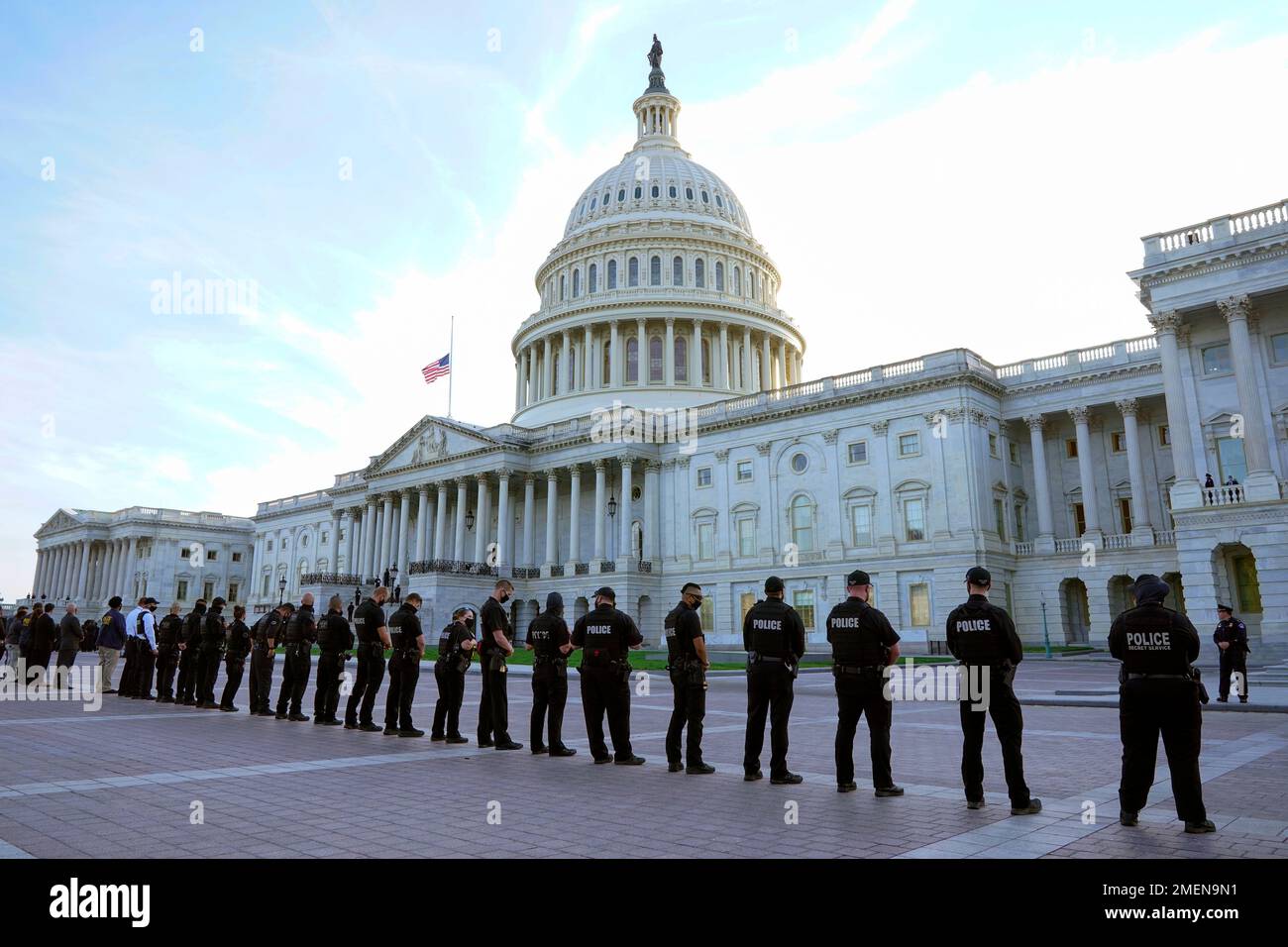 U.S. Capitol Police officers wait for the casket of slain U.S. Capitol ...