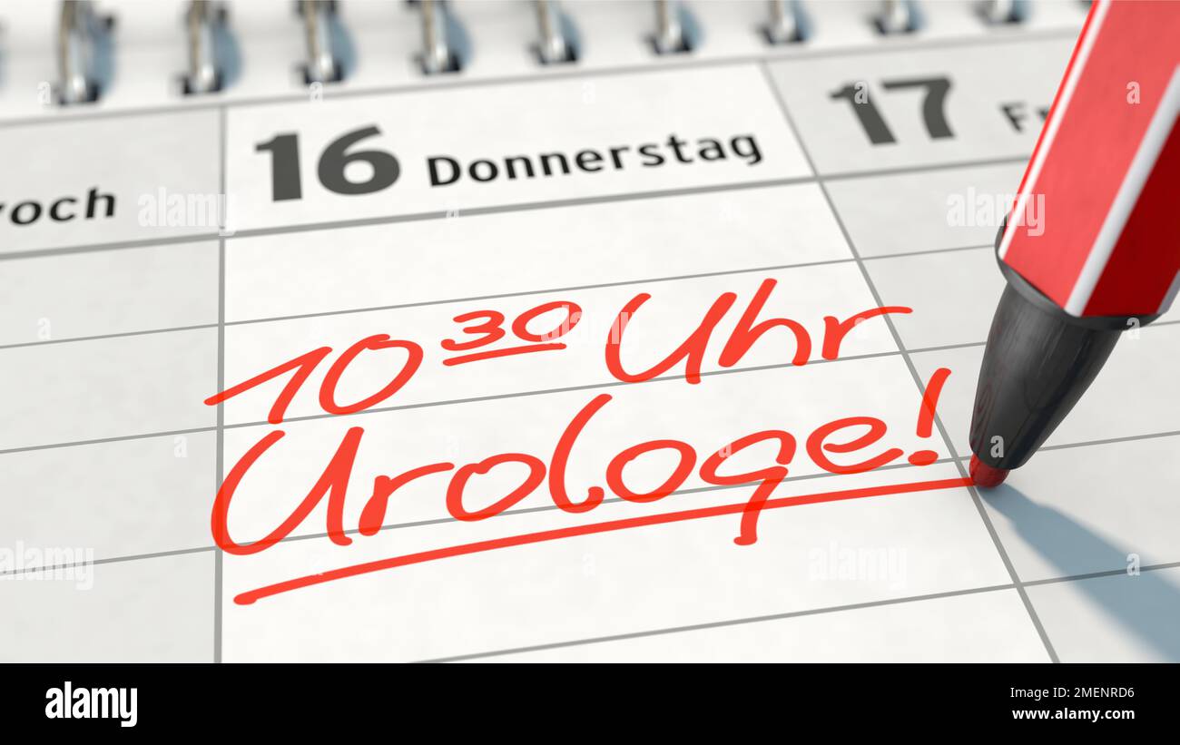 Enter appointment for urologist (in German: Urologe) in calendar Stock Photo