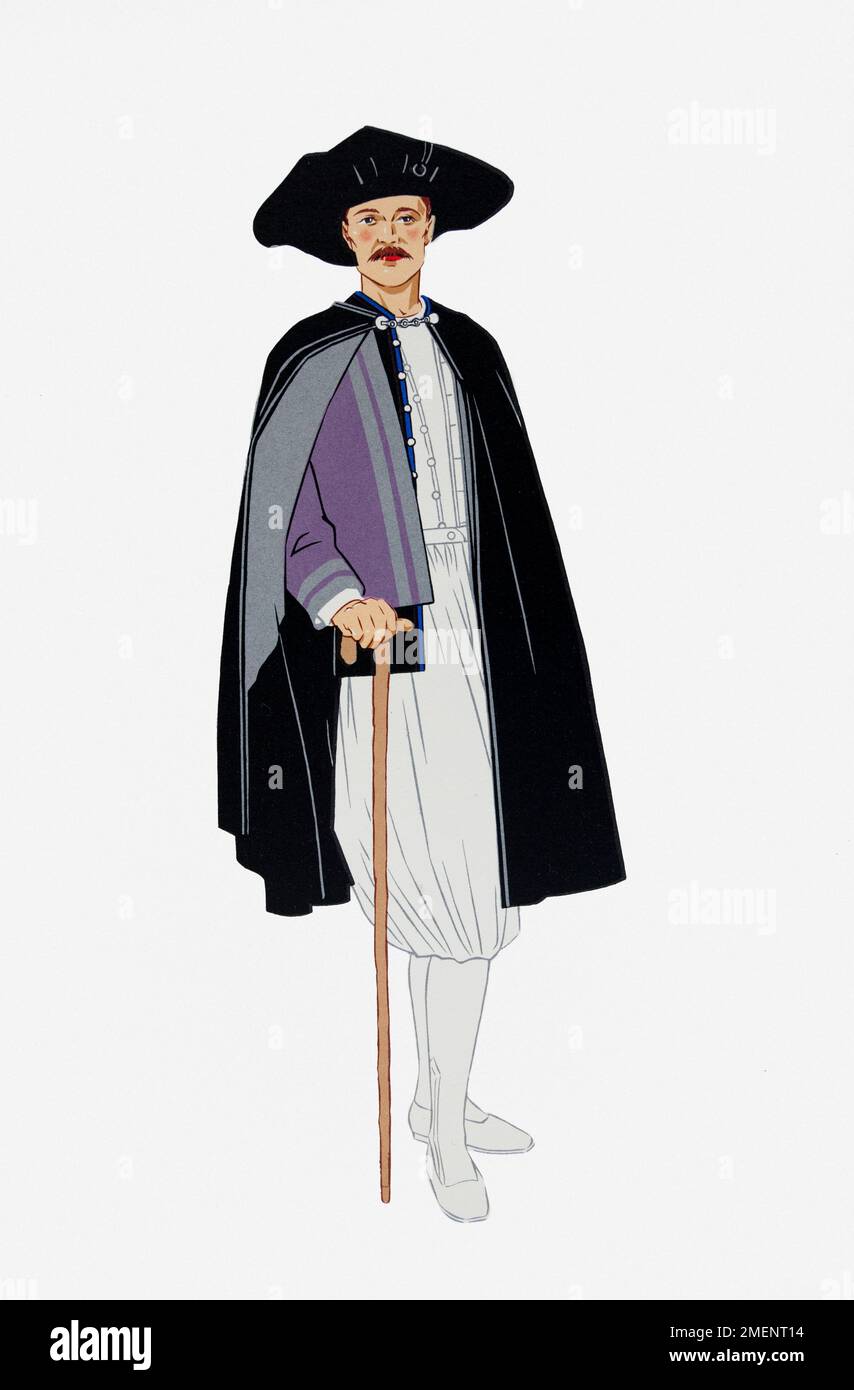 Illustration of man wearing traditional costume from Brittany, France Stock Photo