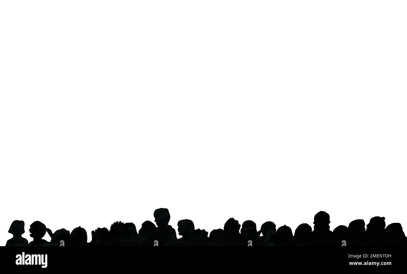 Silhouette of crowd or audience Stock Photo