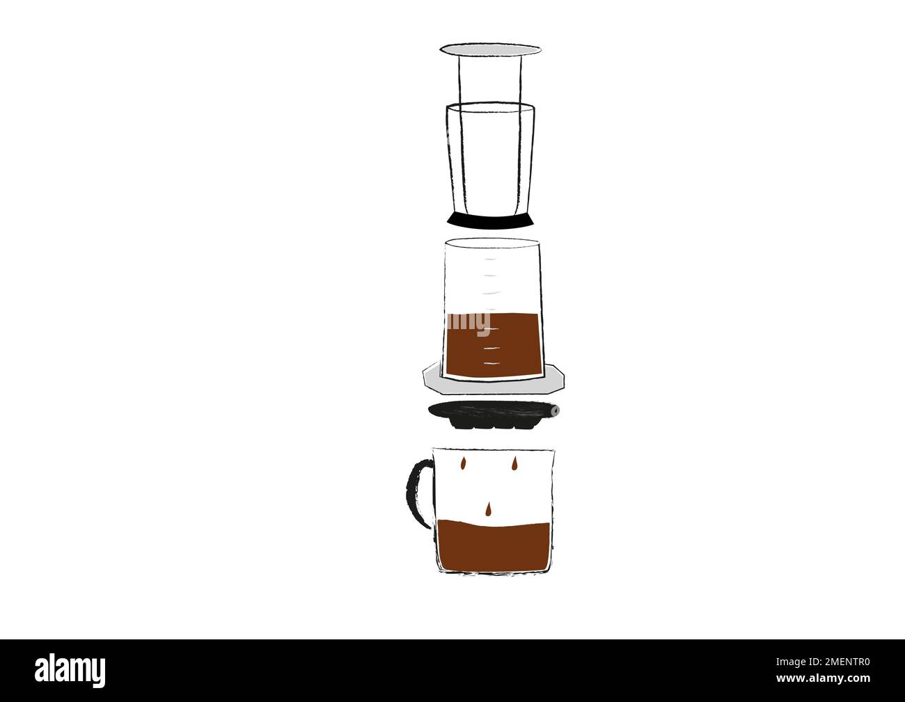 Illustration of aeropress coffee maker Stock Photo