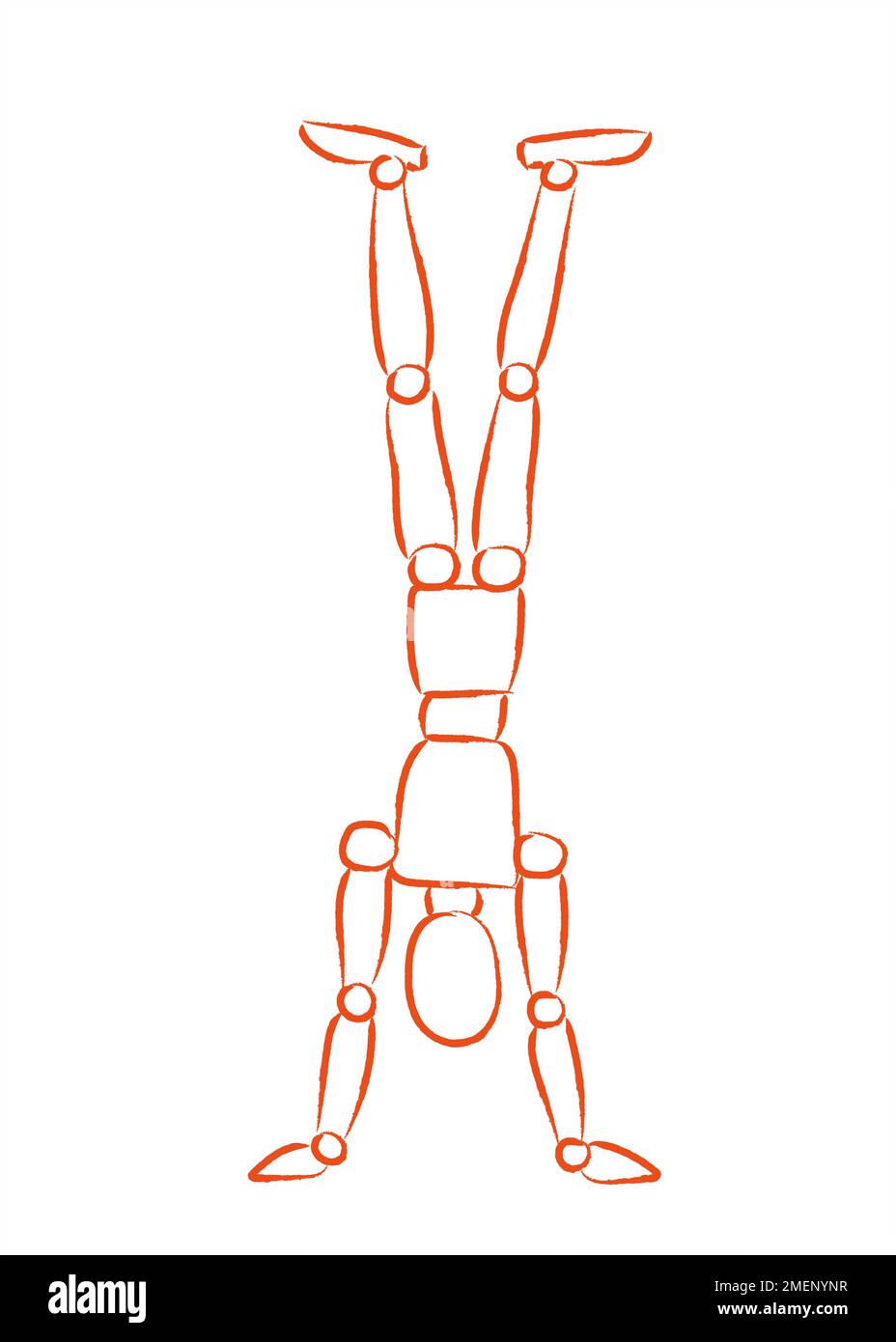 Outline of person in handstand pose Stock Photo