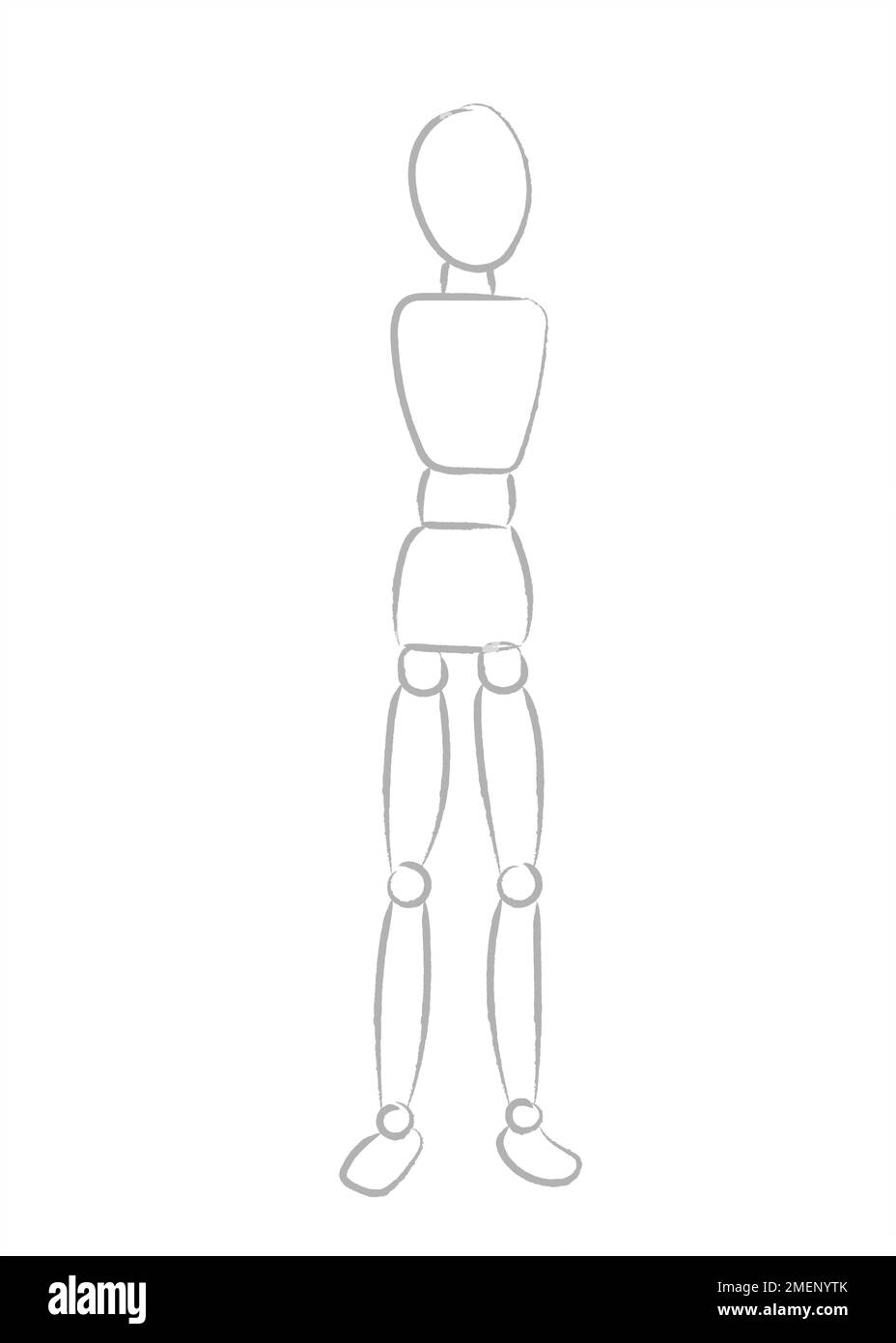 Step 3 how to draw a person in proportion Stock Photo